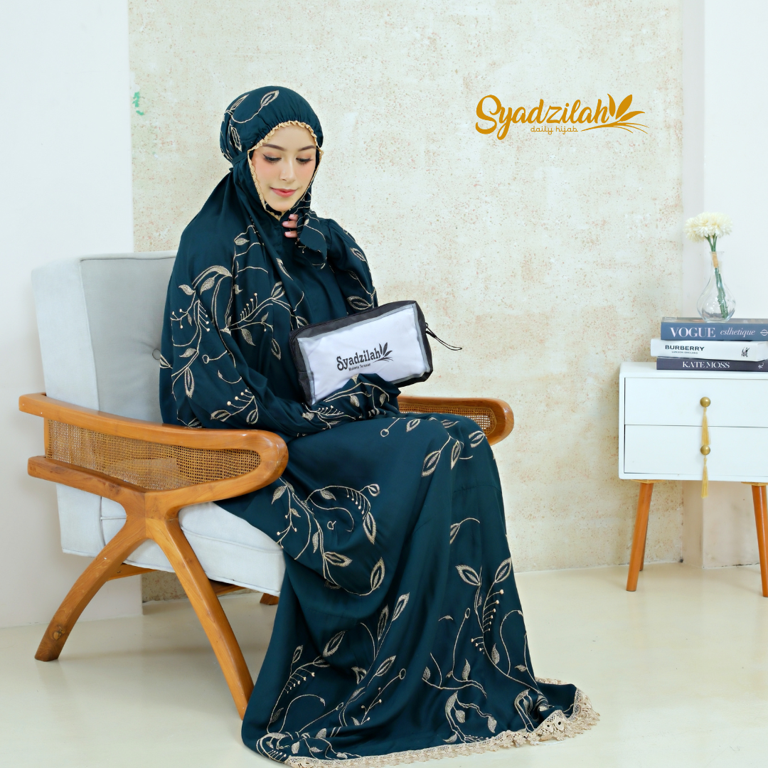 SYADZILAH - Mukena Terusan Dewasa Bordir Halimah Katun Rayon - Gambar 15