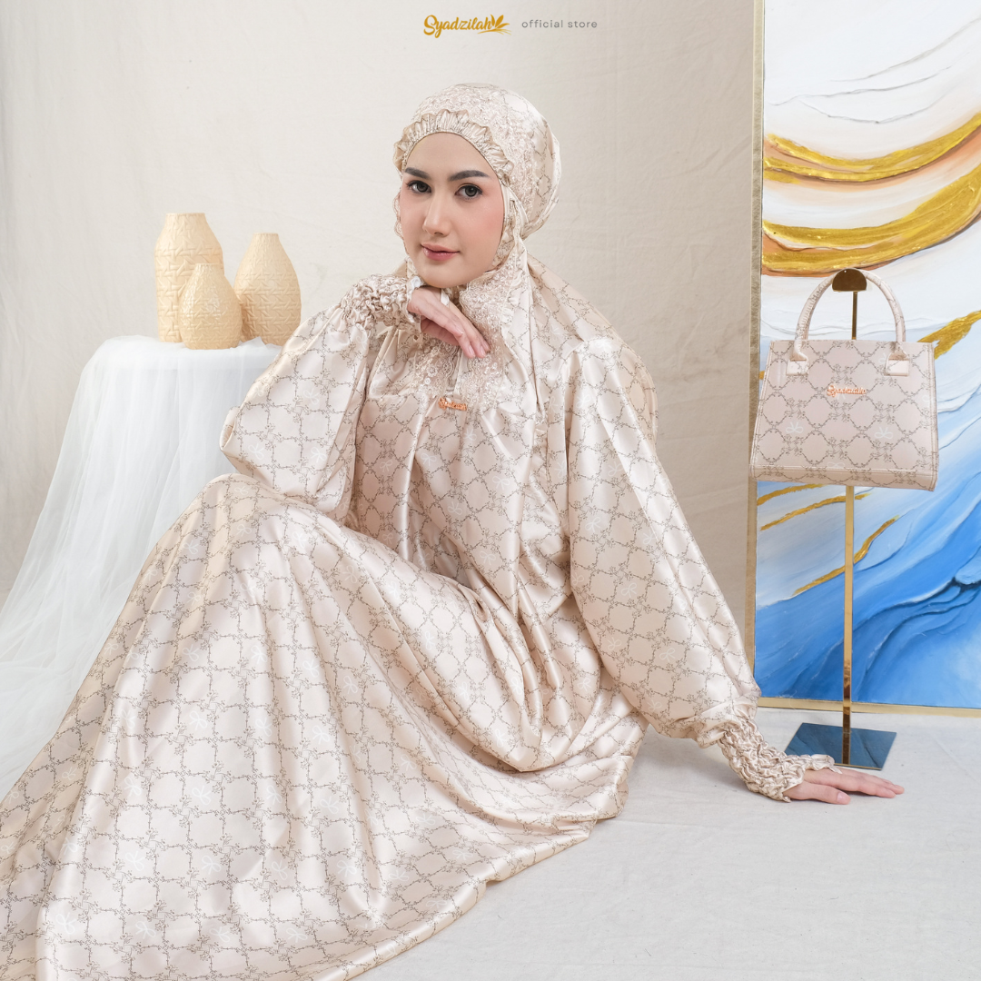 SYADZILAH - Mukena Terusan Abaya Armanyy Sutra Silk Azzahra Coquette - Gambar 6
