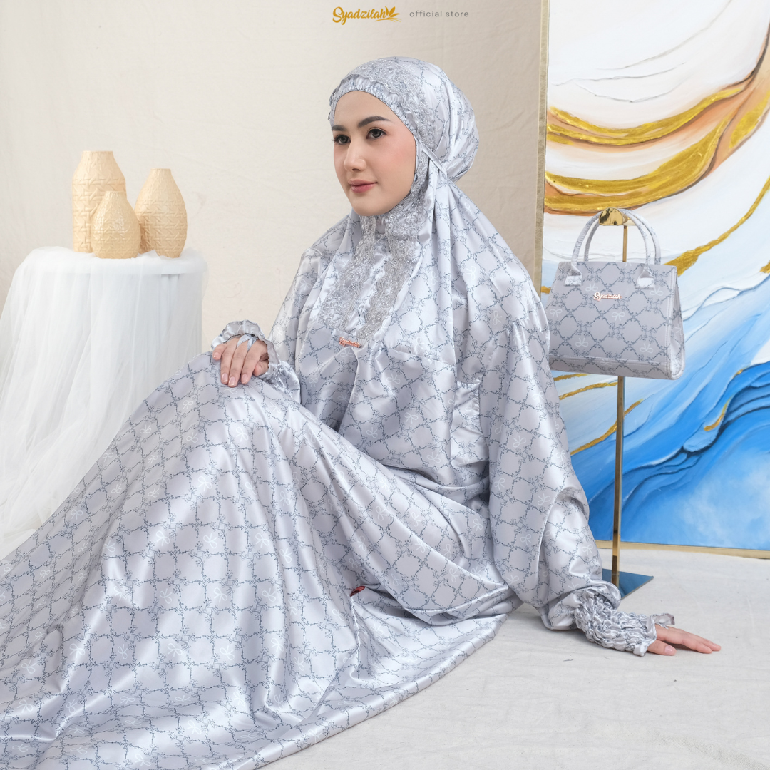 SYADZILAH - Mukena Terusan Abaya Armanyy Sutra Silk Azzahra Coquette - Gambar 10