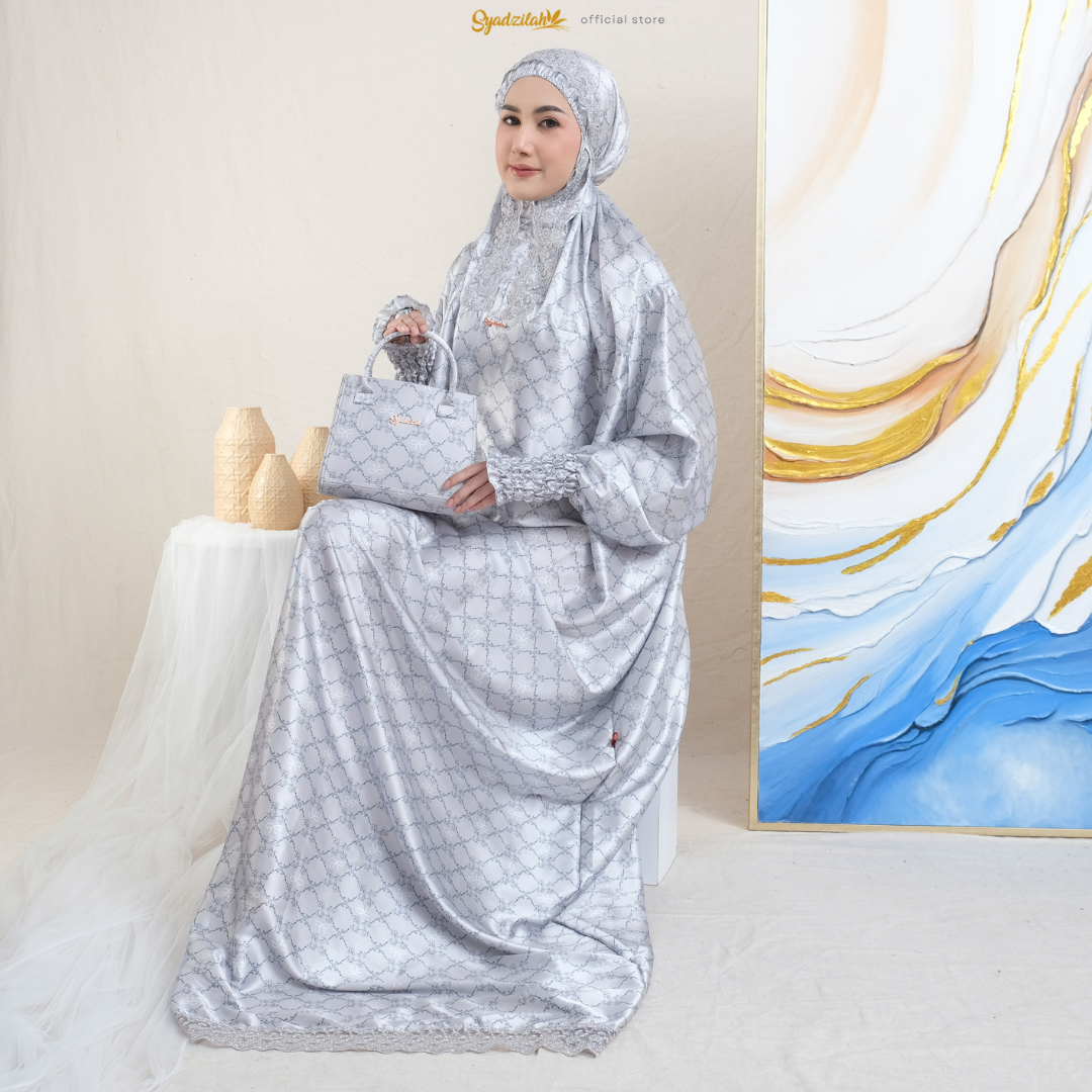 SYADZILAH - Mukena Terusan Abaya Armanyy Sutra Silk Azzahra Coquette - Gambar 11