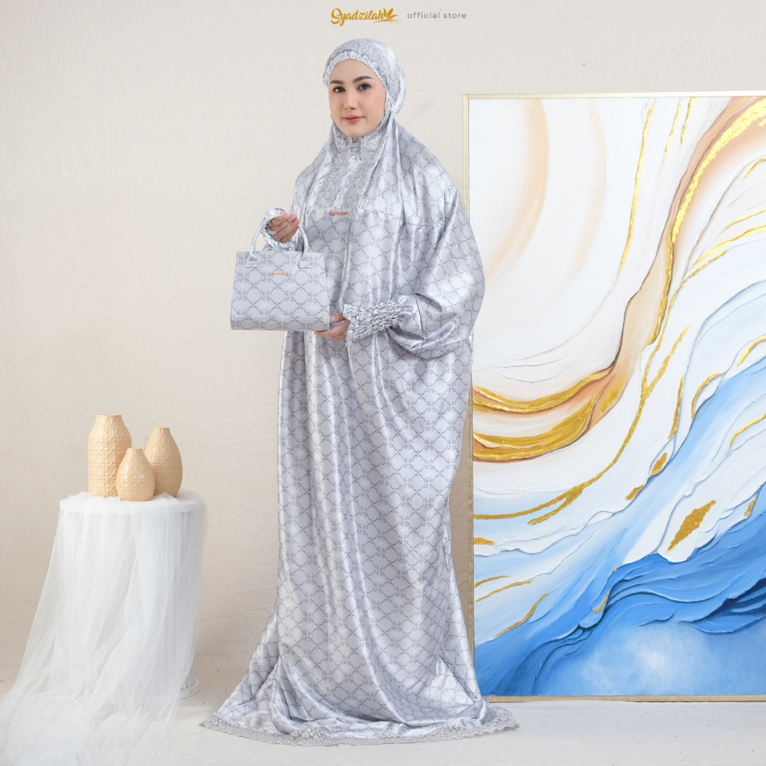 SYADZILAH - Mukena Terusan Abaya Armanyy Sutra Silk Azzahra Coquette - Gambar 13
