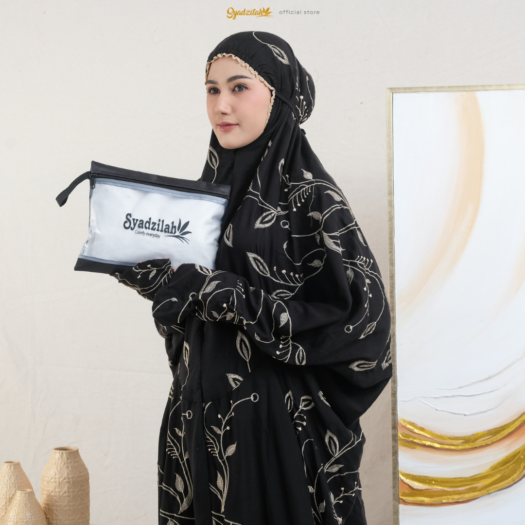 SYADZILAH - Mukena Terusan Dewasa Bordir Halimah Katun Rayon - Gambar 10