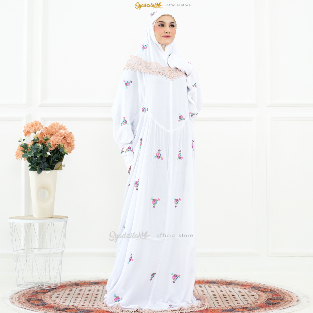 SYADZILAH - Mukena Terusan Dewasa Bordir Bunga Rosella - Gambar 8