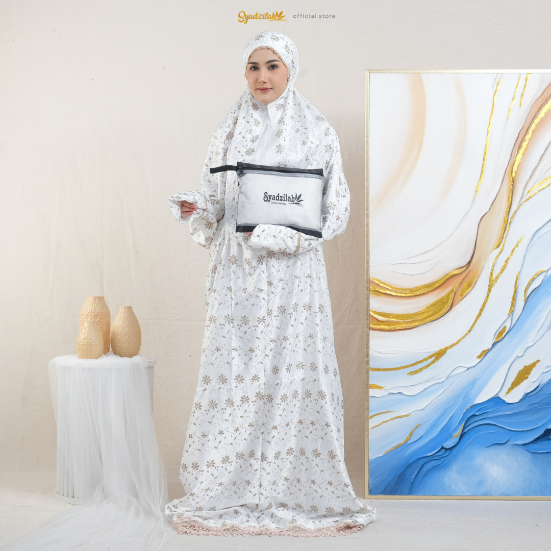 Mukena Terusan Dewasa Sutra Paris Catalina Renda Gipper - Gambar 7