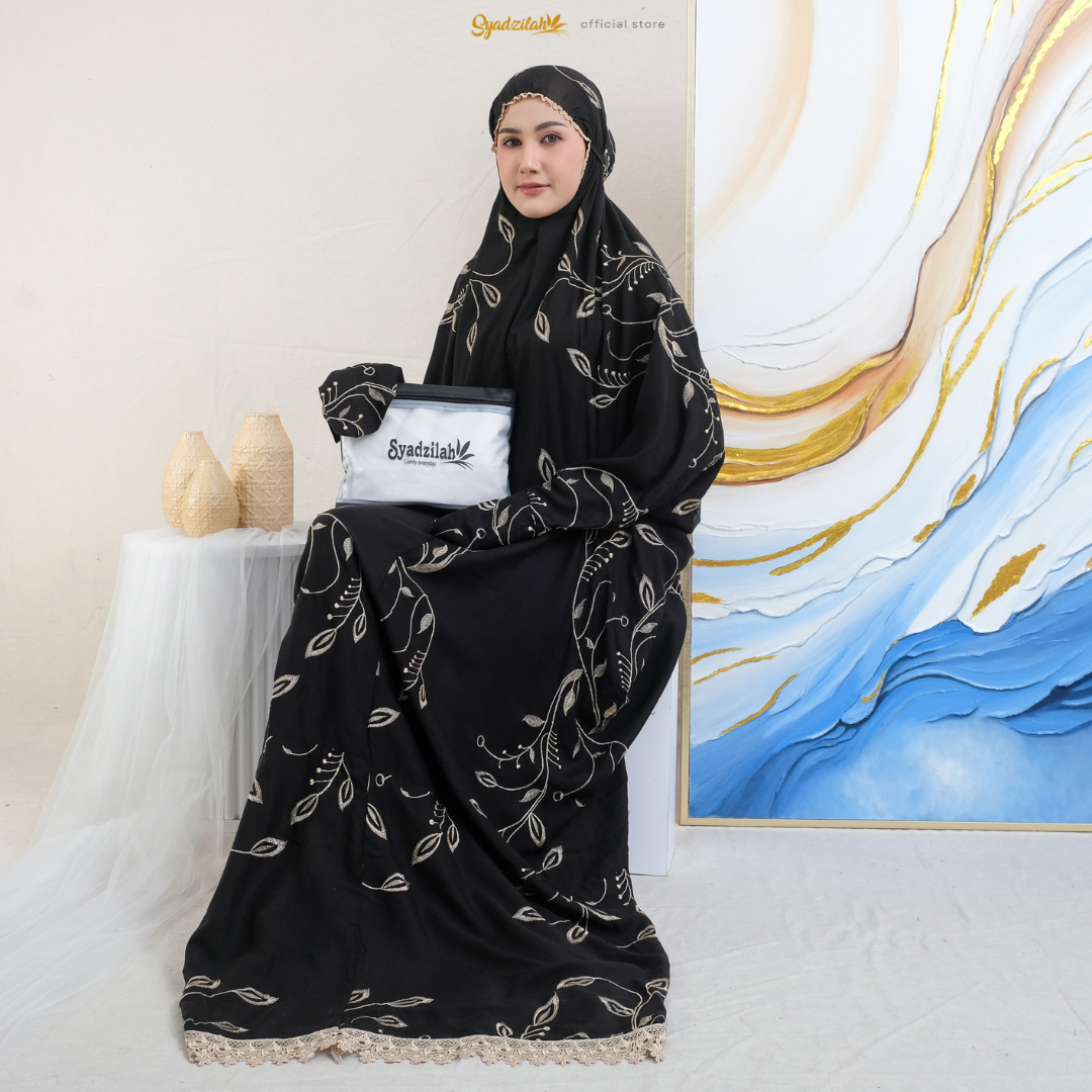 SYADZILAH - Mukena Terusan Dewasa Bordir Halimah Katun Rayon - Gambar 12