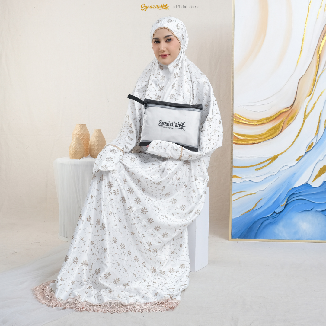 Mukena Terusan Dewasa Sutra Paris Catalina Renda Gipper - Gambar 6