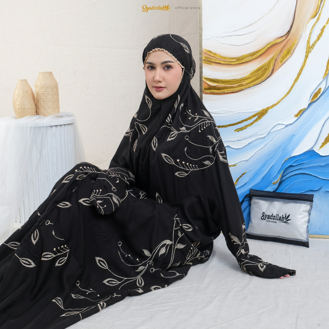SYADZILAH - Mukena Terusan Dewasa Bordir Halimah Katun Rayon - Gambar 13