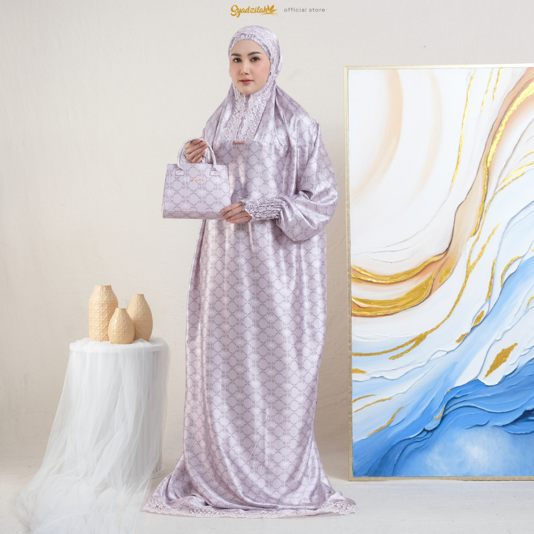 SYADZILAH - Mukena Terusan Abaya Armanyy Sutra Silk Azzahra Coquette - Gambar 17