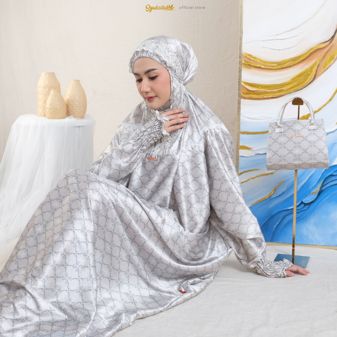 SYADZILAH - Mukena Terusan Abaya Armanyy Sutra Silk Azzahra Coquette - Gambar 18