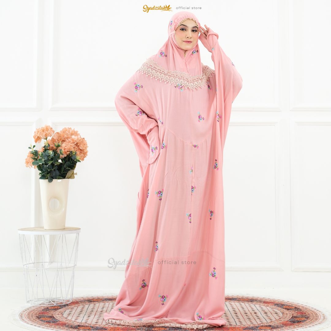 SYADZILAH - Mukena Terusan Dewasa Bordir Bunga Rosella - Gambar 10