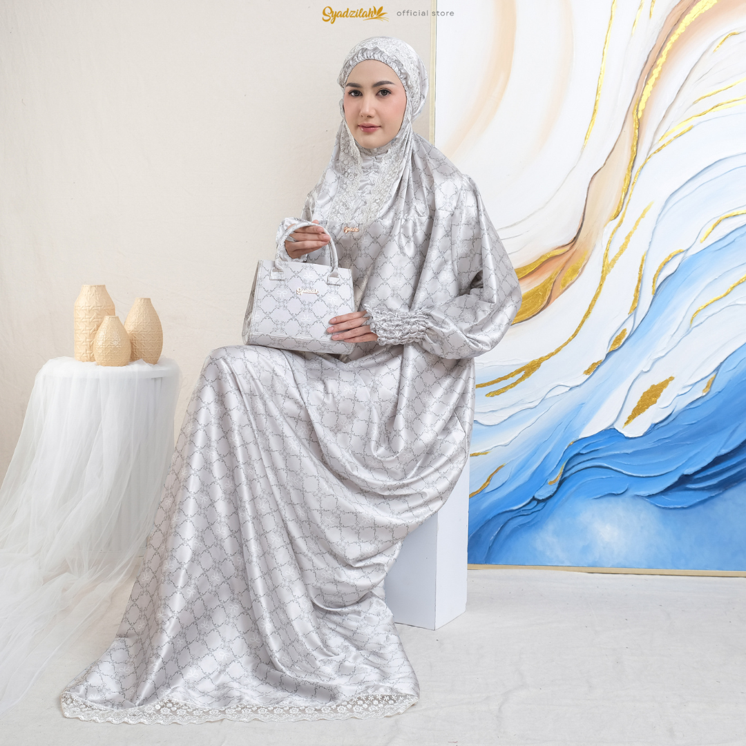 SYADZILAH - Mukena Terusan Abaya Armanyy Sutra Silk Azzahra Coquette - Gambar 19