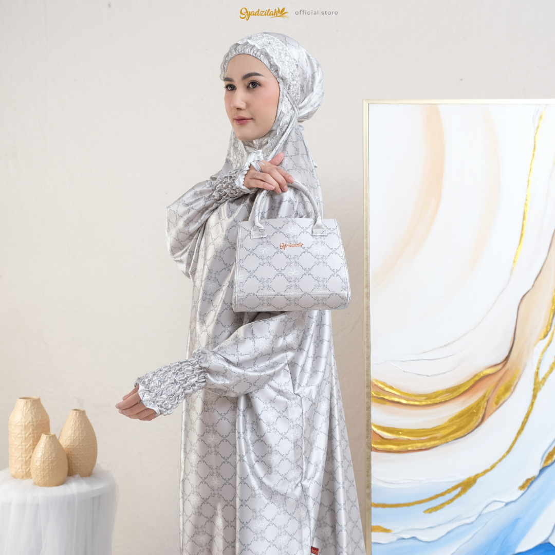 SYADZILAH - Mukena Terusan Abaya Armanyy Sutra Silk Azzahra Coquette - Gambar 20