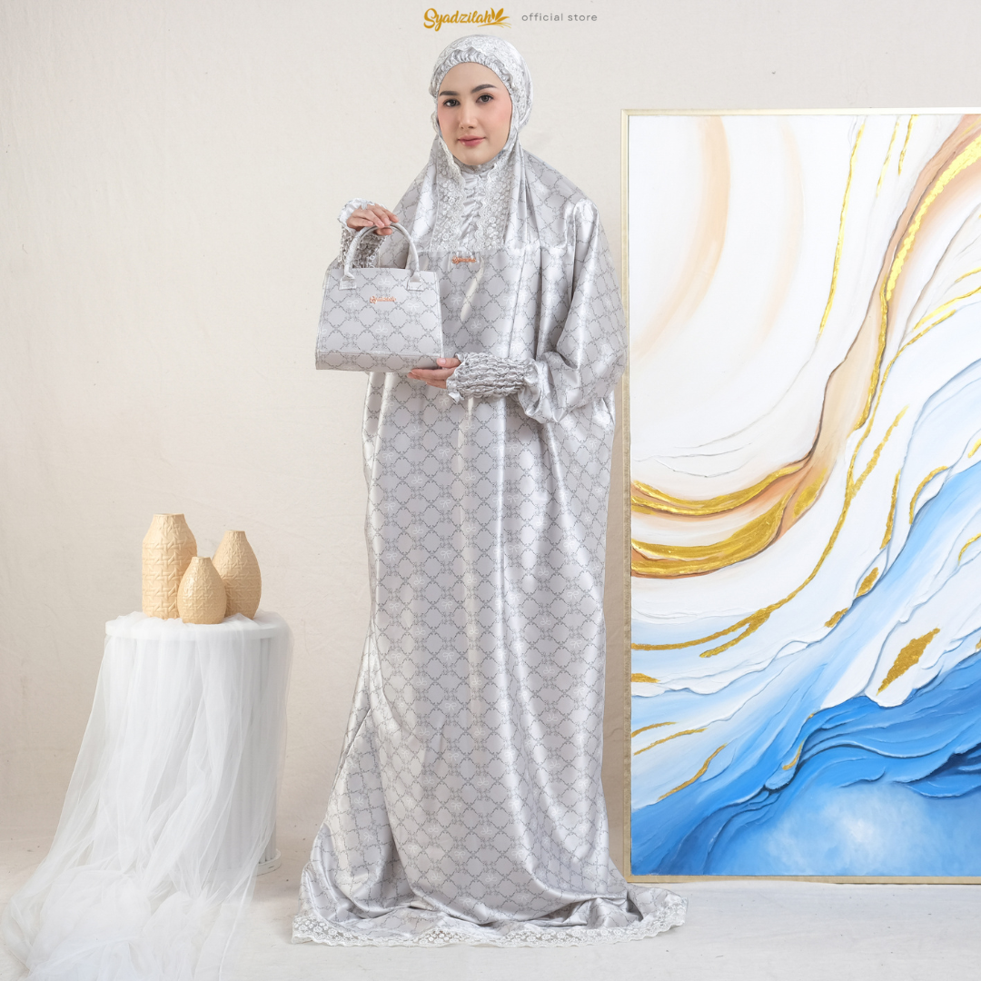 SYADZILAH - Mukena Terusan Abaya Armanyy Sutra Silk Azzahra Coquette - Gambar 21