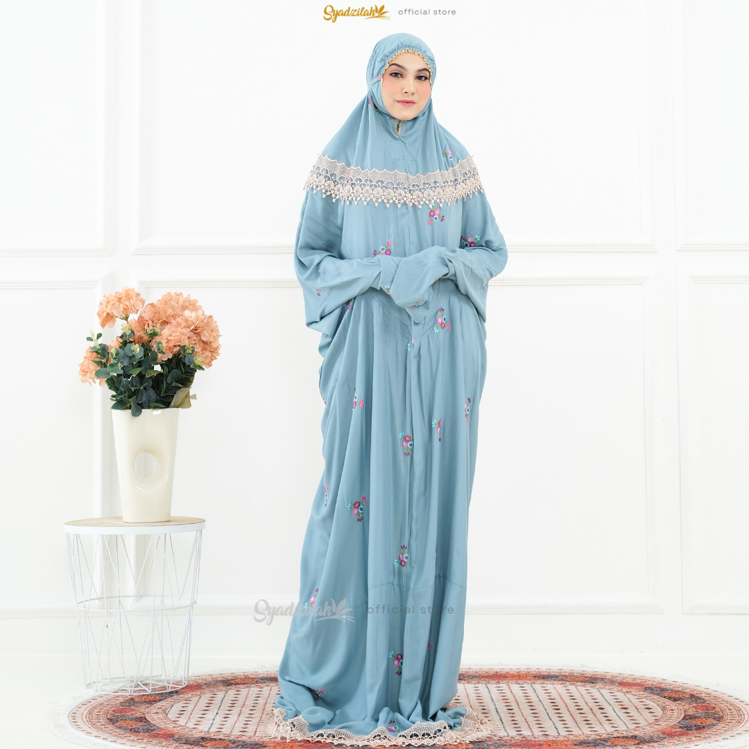 SYADZILAH - Mukena Terusan Dewasa Bordir Bunga Rosella - Gambar 14