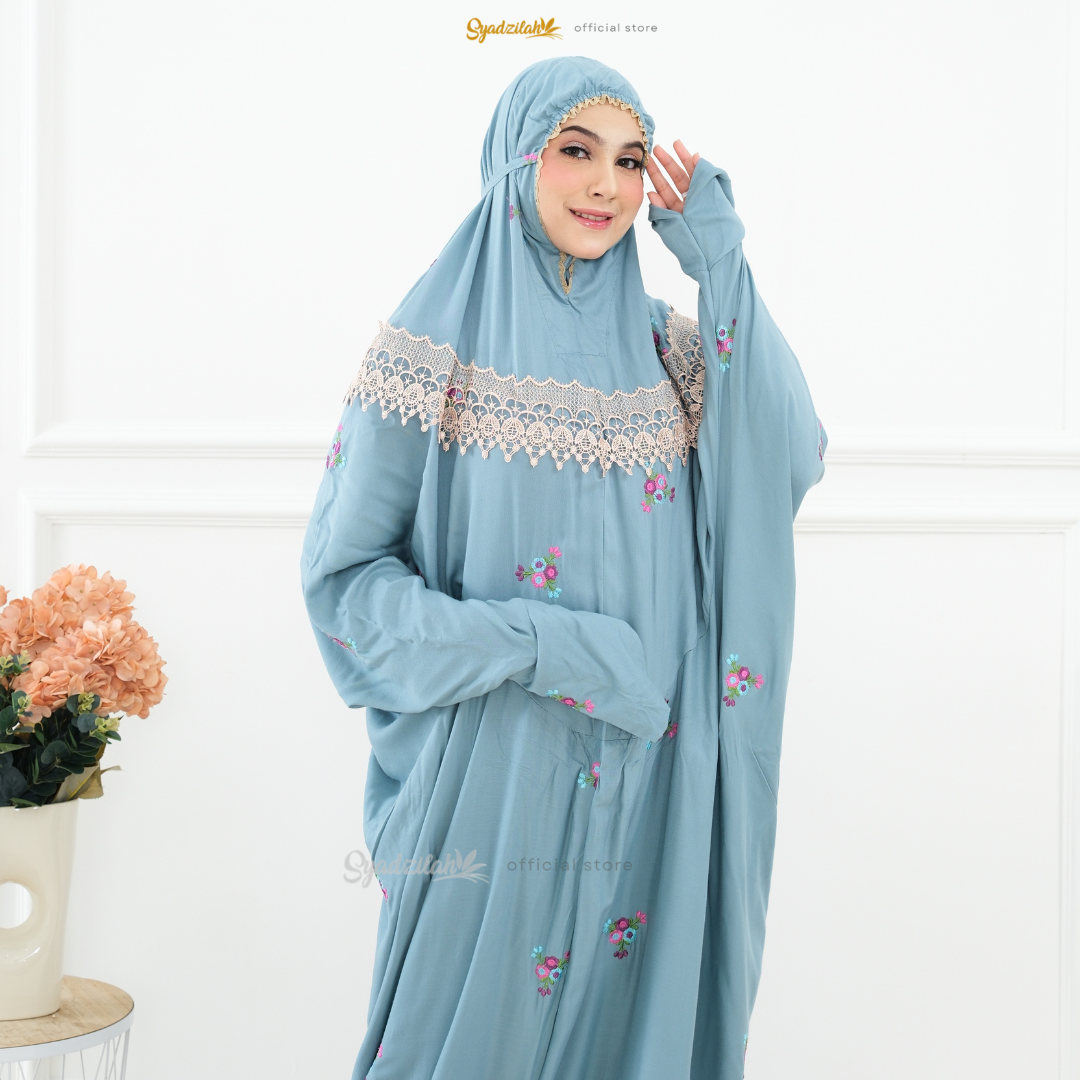 SYADZILAH - Mukena Terusan Dewasa Bordir Bunga Rosella - Gambar 15