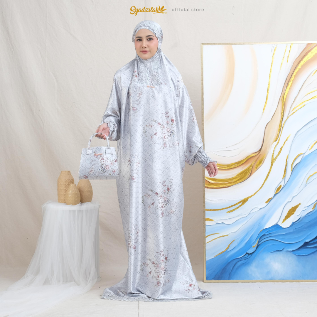 SYADZILAH - Mukena Terusan Abaya Armanyy Sutra Silk Azzahra Series - Gambar 4