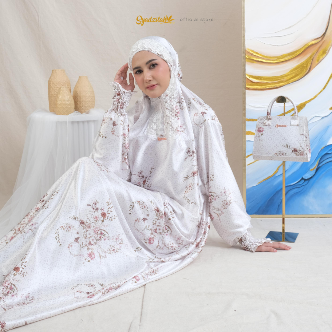 SYADZILAH - Mukena Terusan Abaya Armanyy Sutra Silk Azzahra Series - Gambar 3