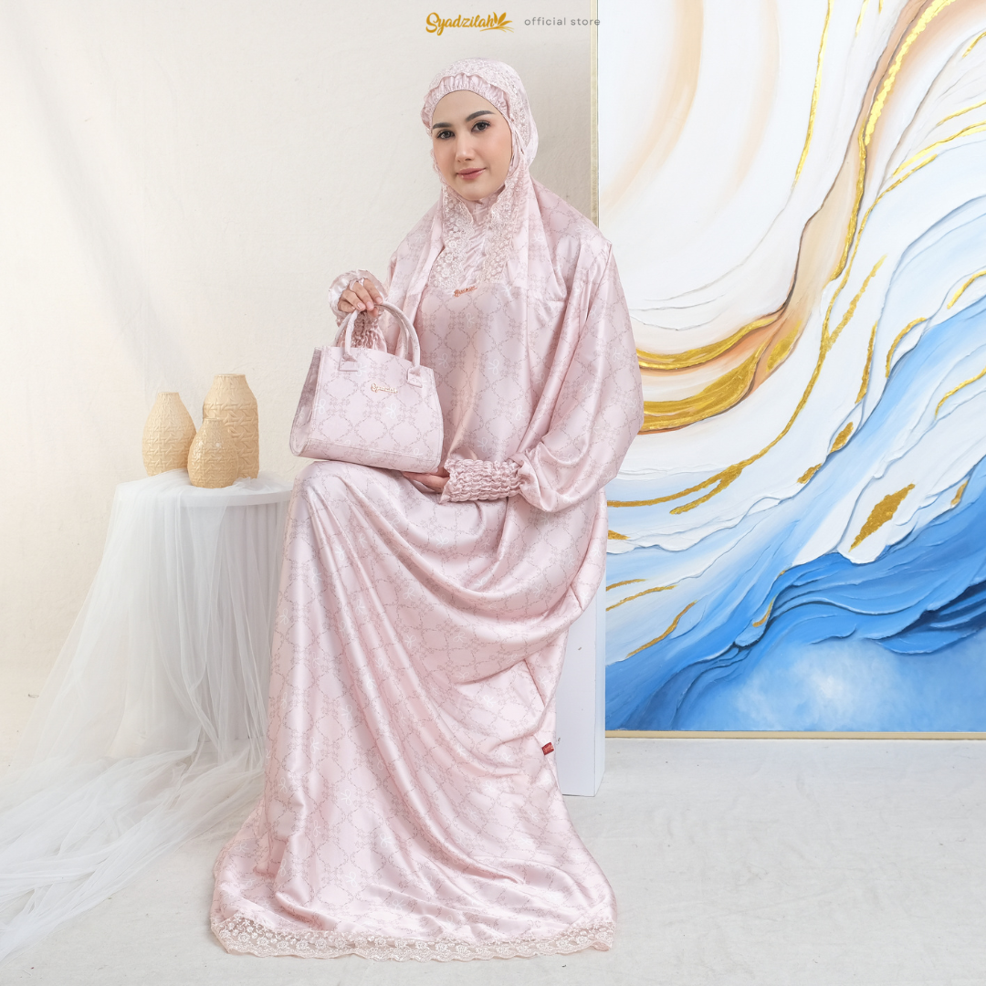 SYADZILAH - Mukena Terusan Abaya Armanyy Sutra Silk Azzahra Coquette - Gambar 31