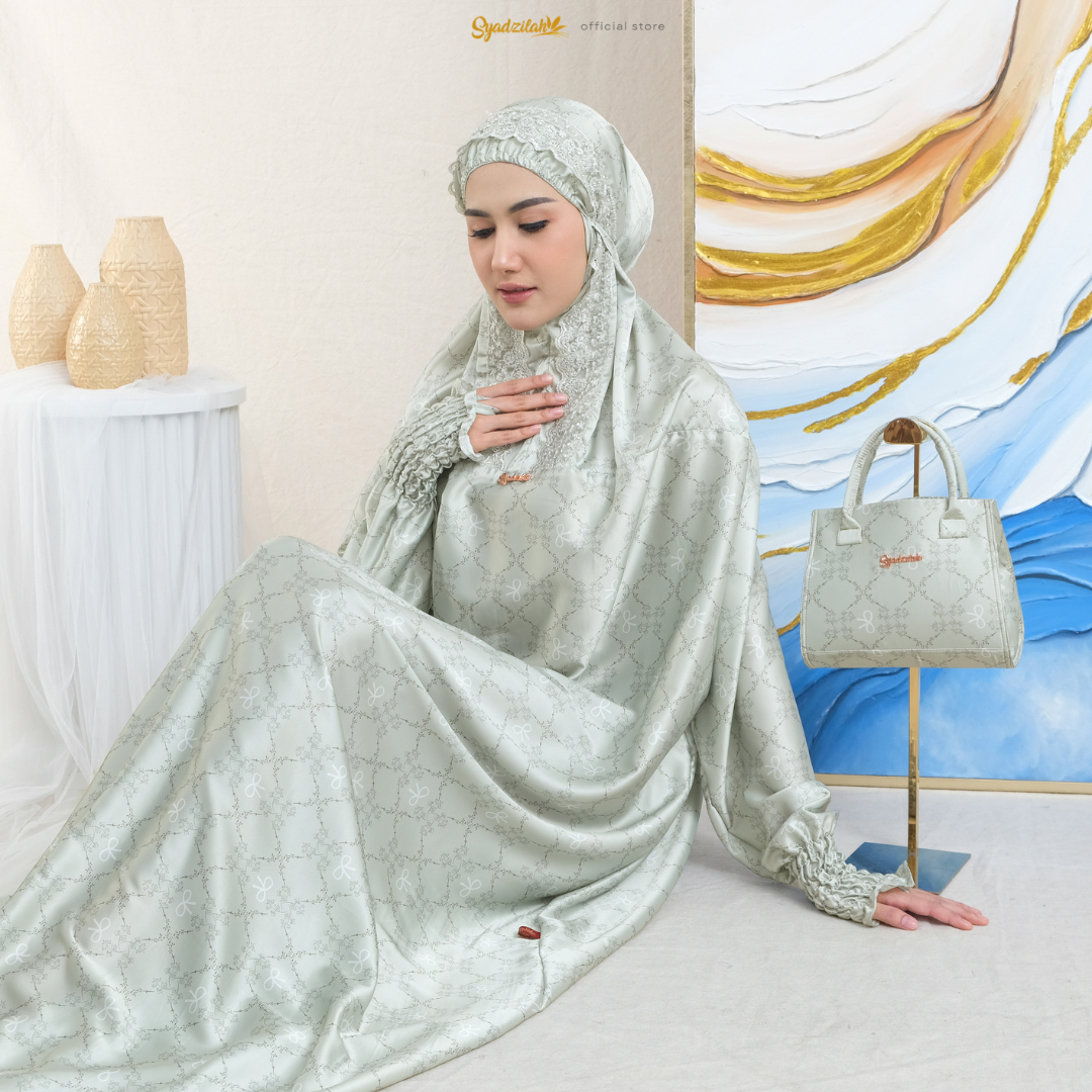 SYADZILAH - Mukena Terusan Abaya Armanyy Sutra Silk Azzahra Coquette - Gambar 34