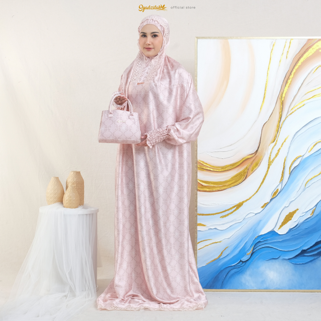 SYADZILAH - Mukena Terusan Abaya Armanyy Sutra Silk Azzahra Coquette - Gambar 32