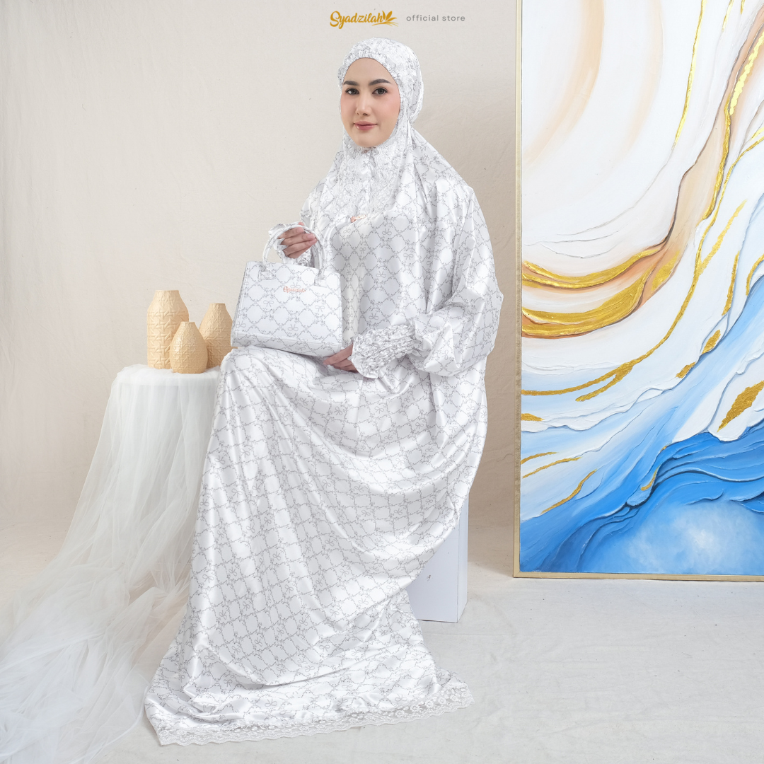 SYADZILAH - Mukena Terusan Abaya Armanyy Sutra Silk Azzahra Coquette - Gambar 3
