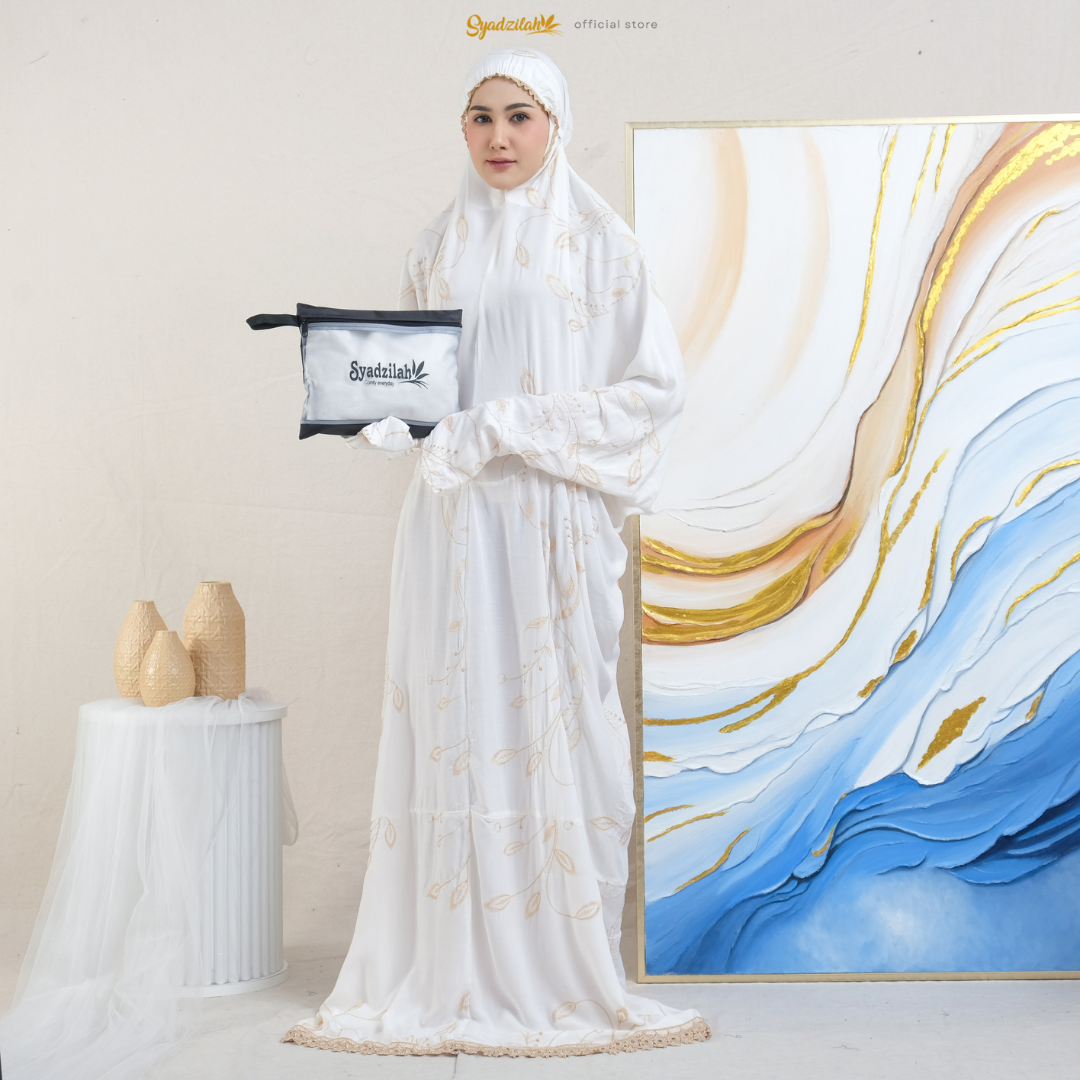 SYADZILAH - Mukena Terusan Dewasa Bordir Halimah Katun Rayon - Gambar 9