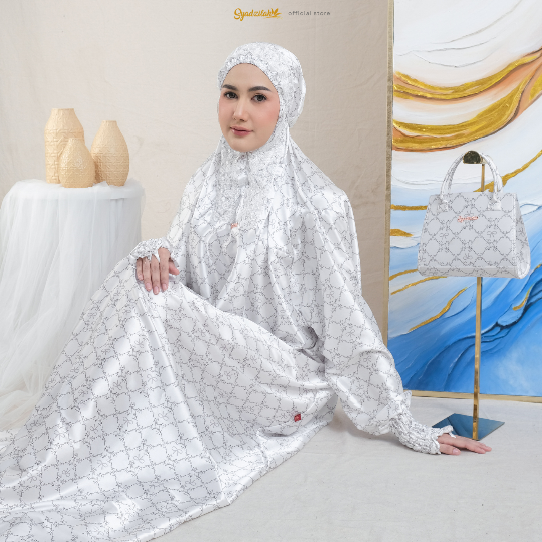 SYADZILAH - Mukena Terusan Abaya Armanyy Sutra Silk Azzahra Coquette - Gambar 4