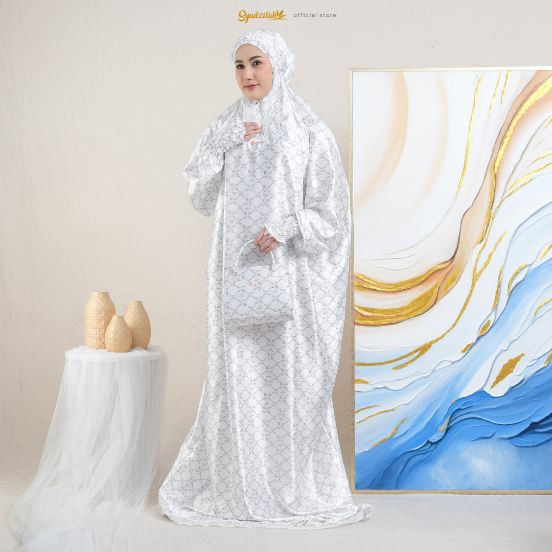 SYADZILAH - Mukena Terusan Abaya Armanyy Sutra Silk Azzahra Coquette - Gambar 5