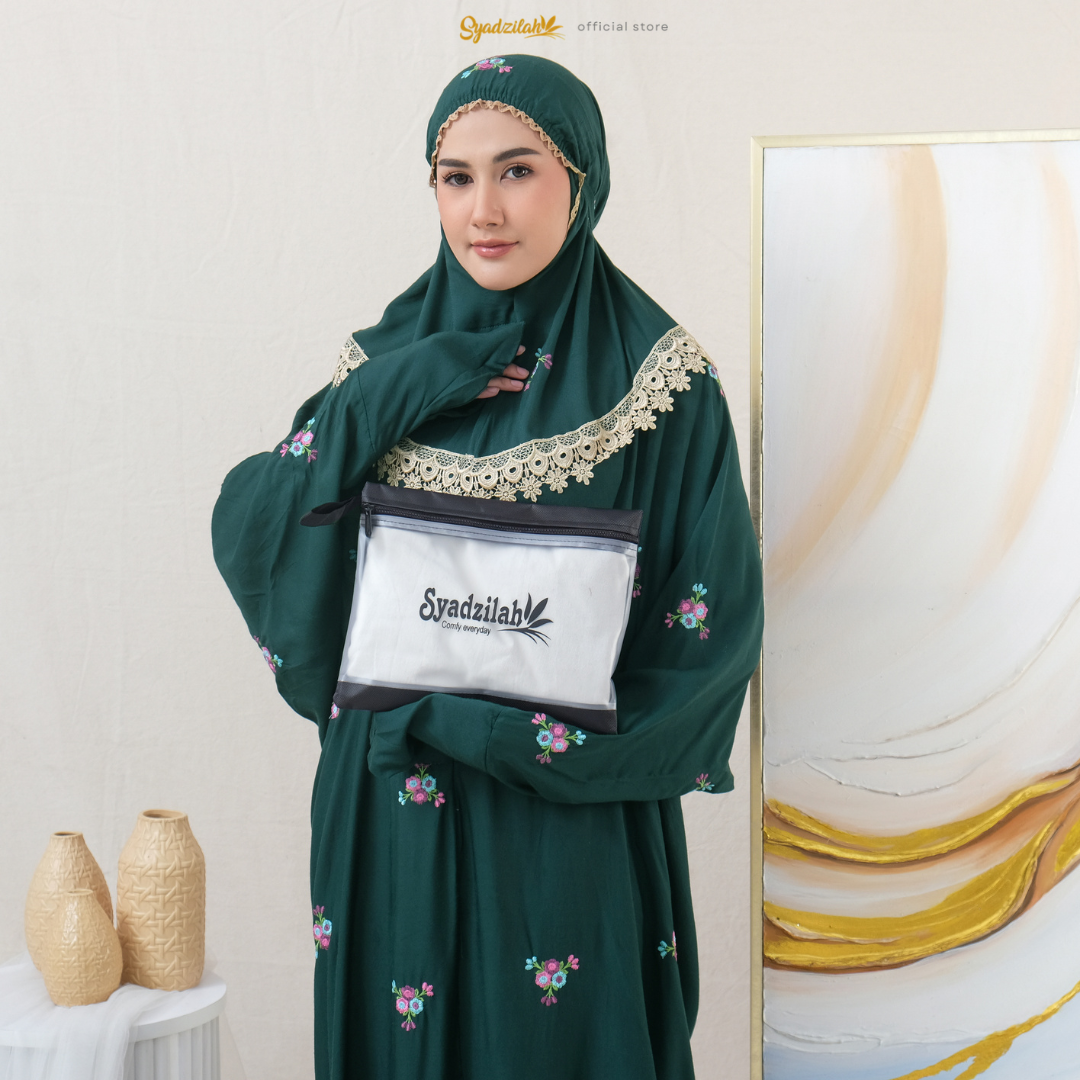 SYADZILAH - Mukena Terusan Dewasa Bordir Bunga Rosella - Gambar 16