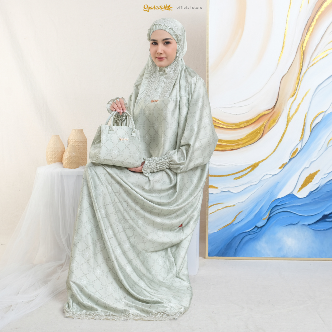SYADZILAH - Mukena Terusan Abaya Armanyy Sutra Silk Azzahra Coquette - Gambar 36