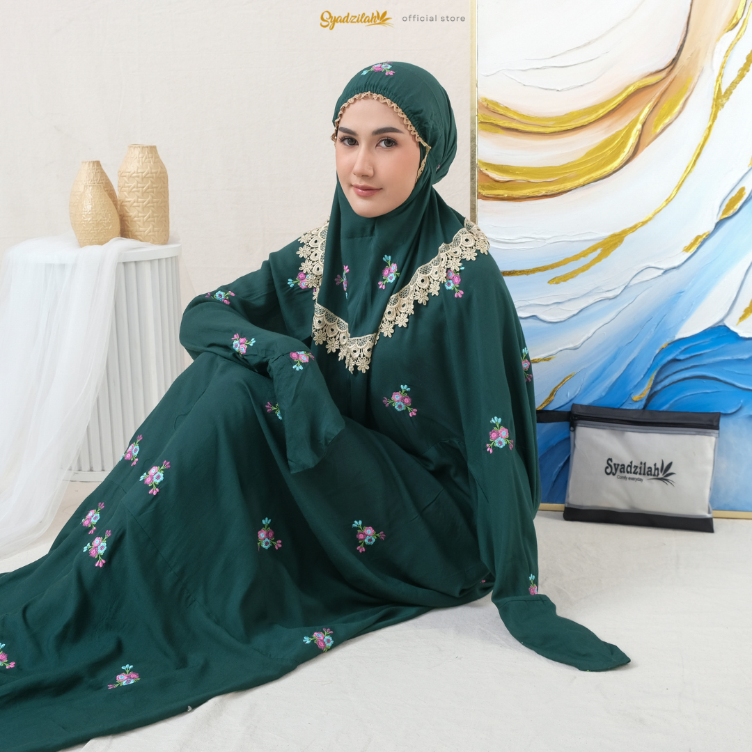 SYADZILAH - Mukena Terusan Dewasa Bordir Bunga Rosella - Gambar 17