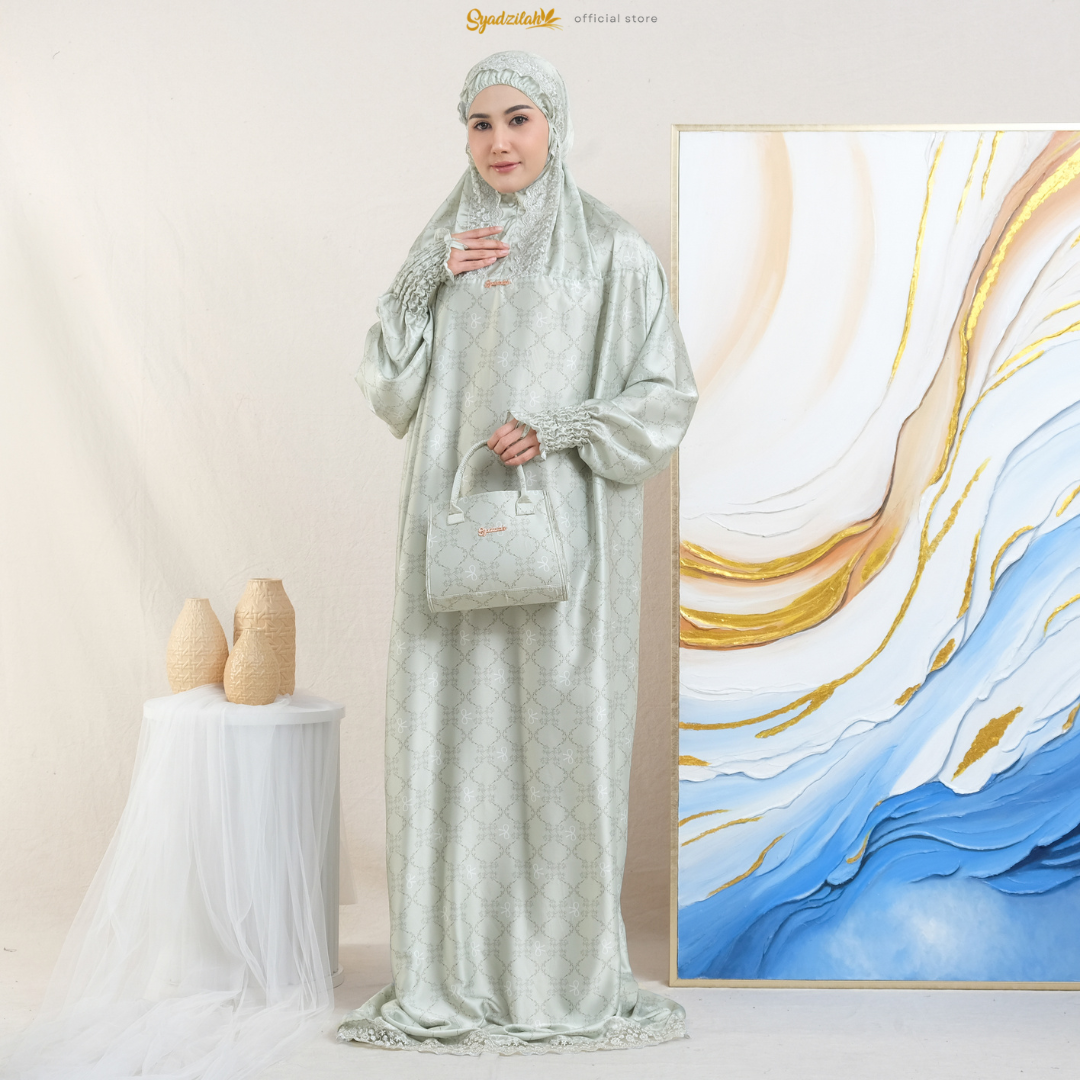 SYADZILAH - Mukena Terusan Abaya Armanyy Sutra Silk Azzahra Coquette - Gambar 37