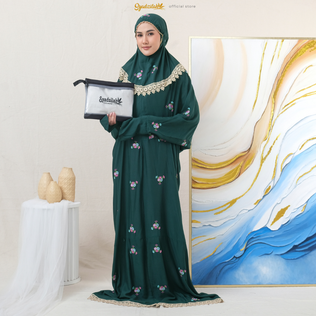 SYADZILAH - Mukena Terusan Dewasa Bordir Bunga Rosella - Gambar 19