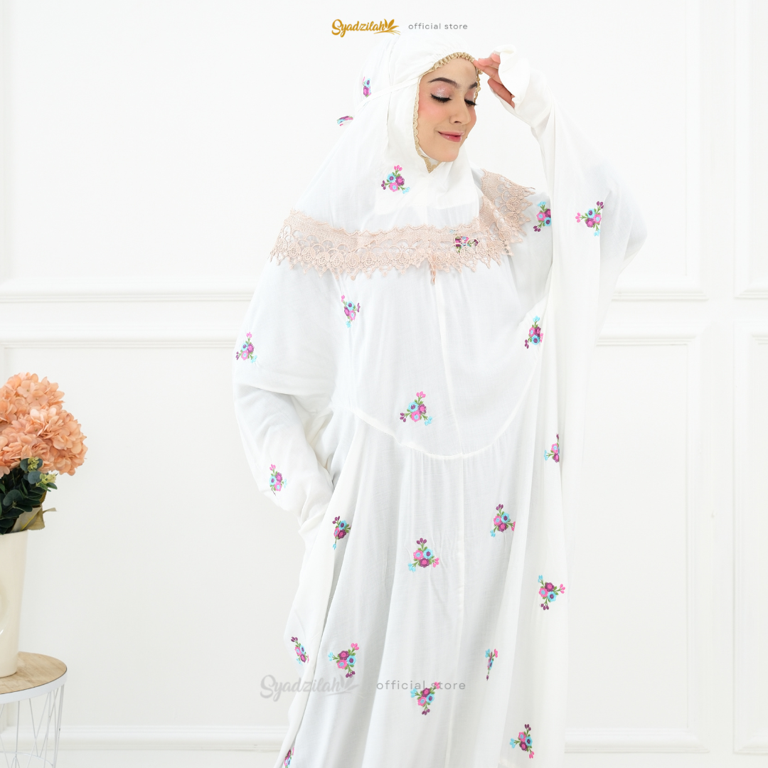 SYADZILAH - Mukena Terusan Dewasa Bordir Bunga Rosella - Gambar 20