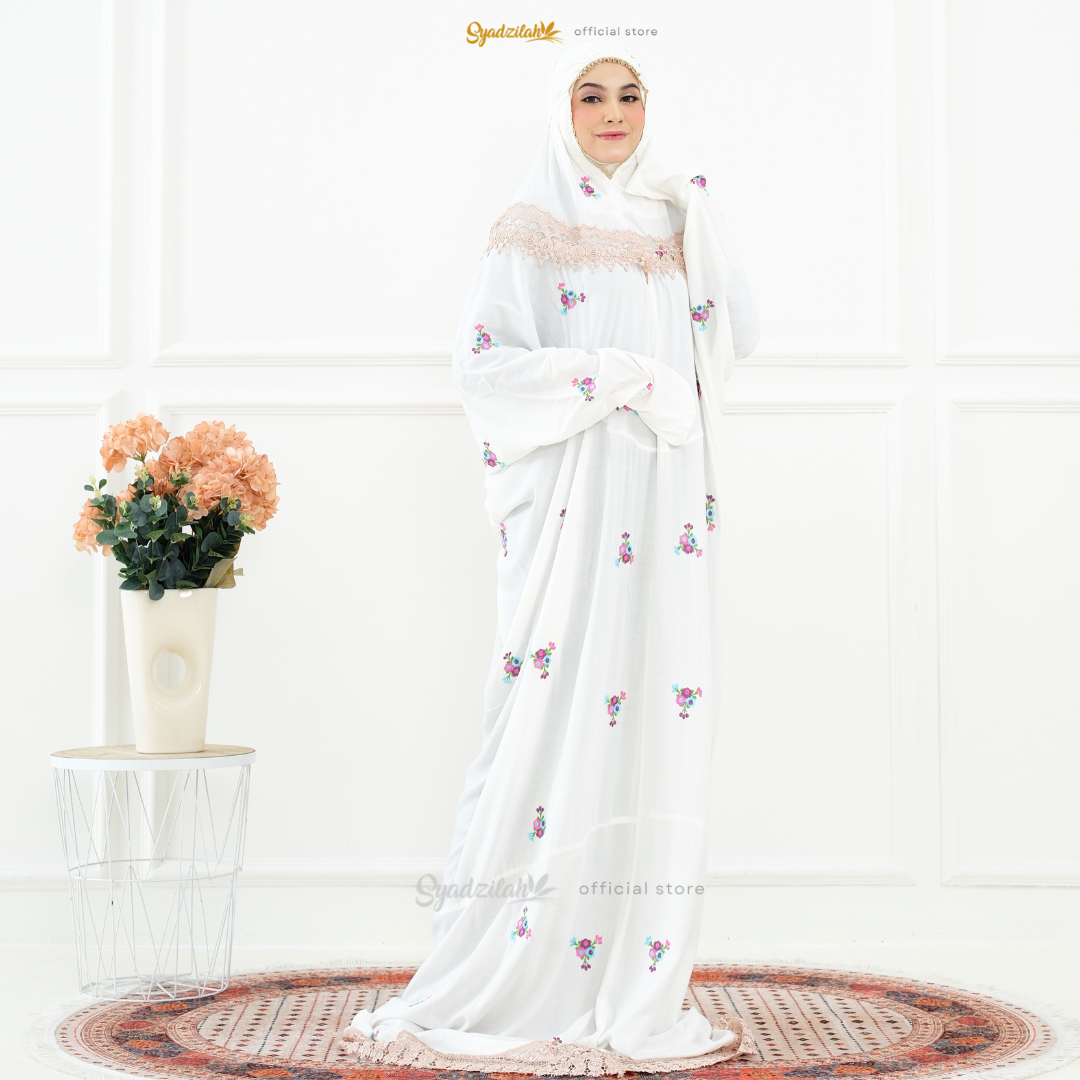 SYADZILAH - Mukena Terusan Dewasa Bordir Bunga Rosella - Gambar 21